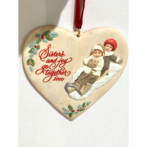 Hallmark Keepsake Heart Ornament‎ Sisters and Joy go together Holiday porcelain